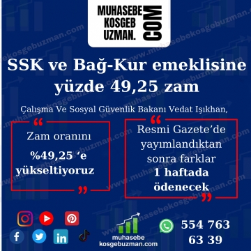 Bakan Işıkhan: SSK ve Bağ-Kur emeklisine yüzde 49,25 zam